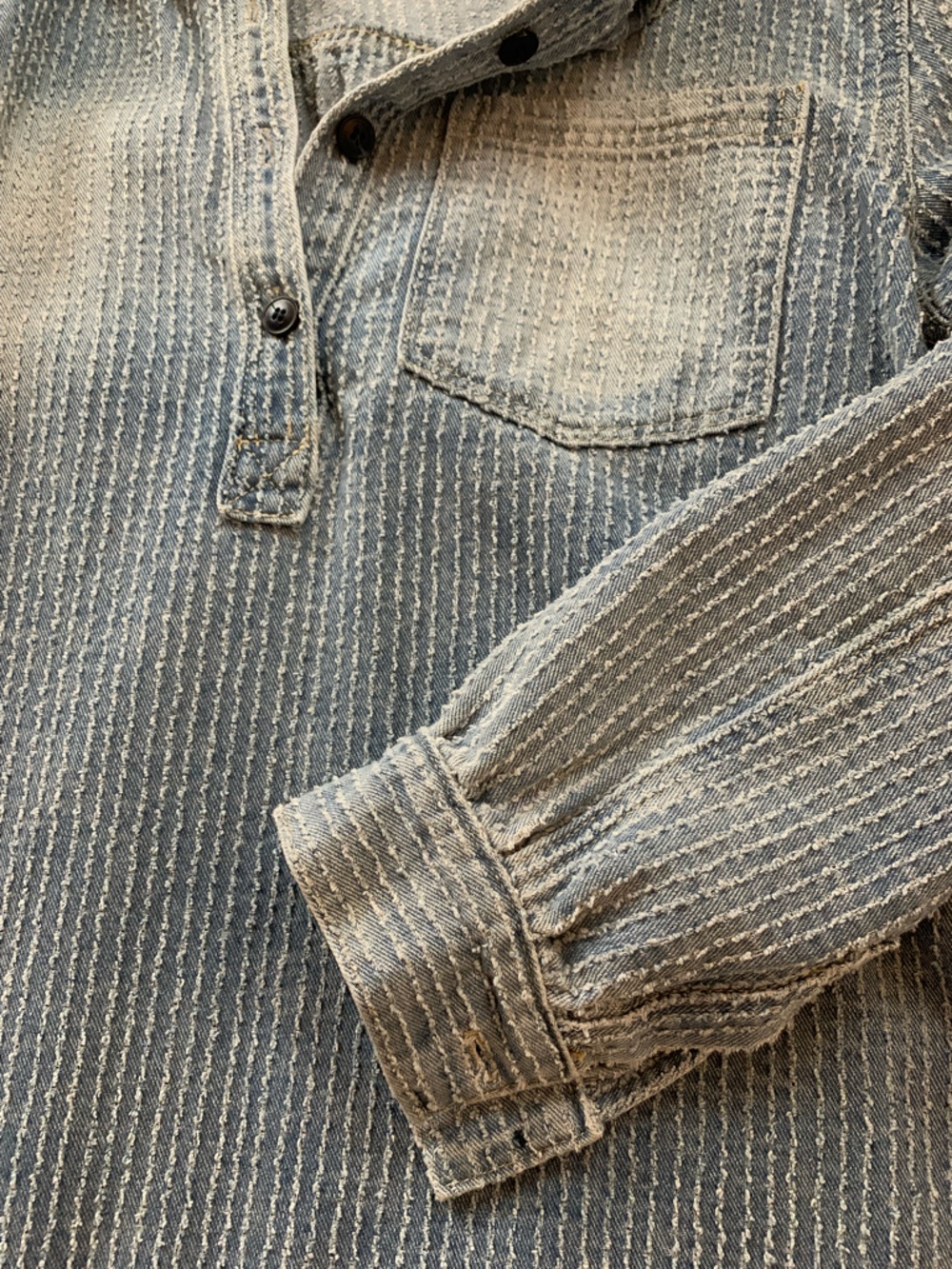Blue Washed Ribbed Pullover Shirt - Picture 8 of 8